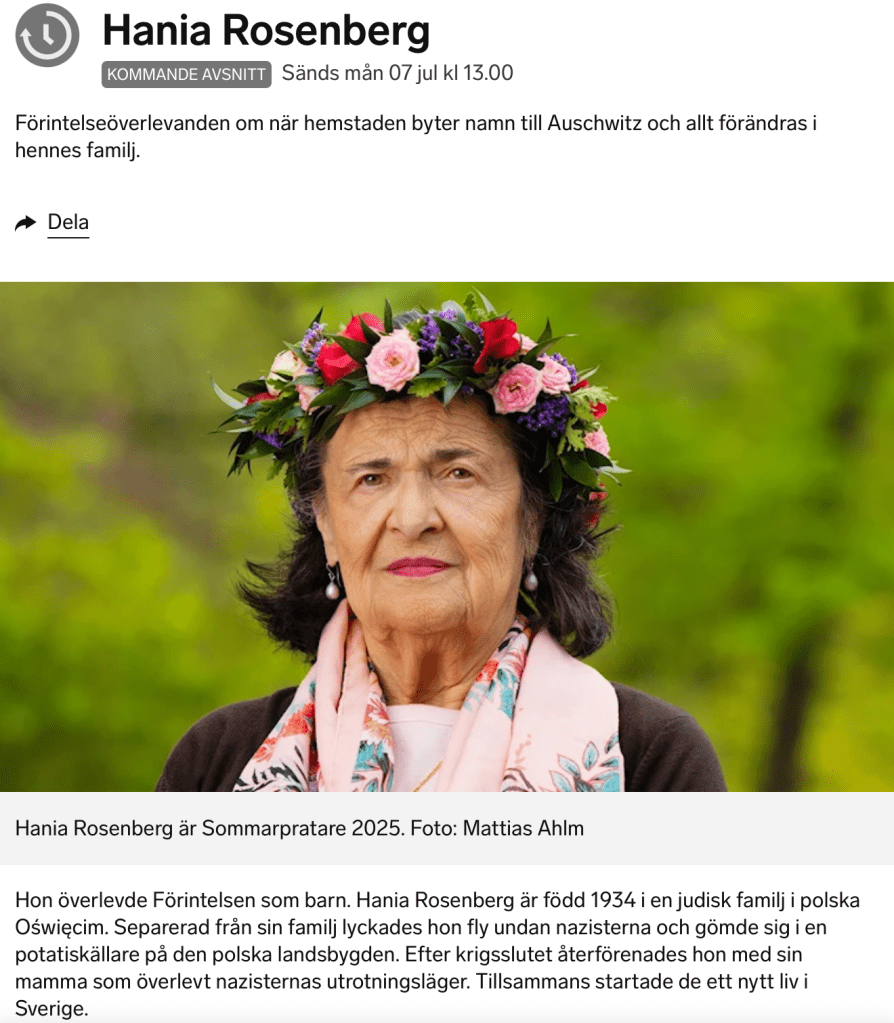 Bild på Hania Rosenberg med den klassiska sommarkransen i håret. 